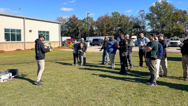 Veterans watch a demonstration at the most recent Drone Day for Vets. Drones for Vets is providing sponsorships for upcoming classes. Courtesy BCCC